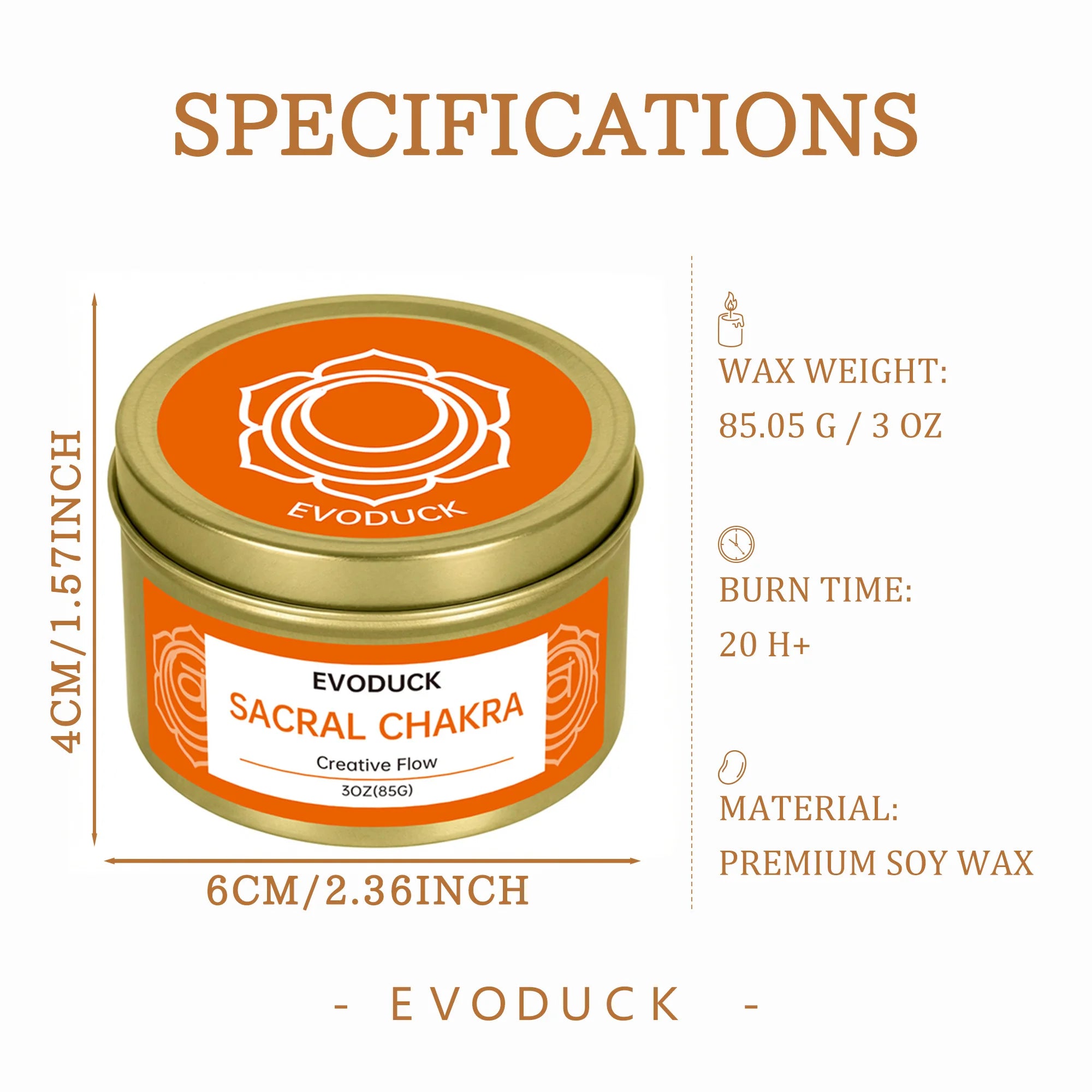 Sacral Chakra Candle – 3oz, Sweet Orange, Gift & Party Candle