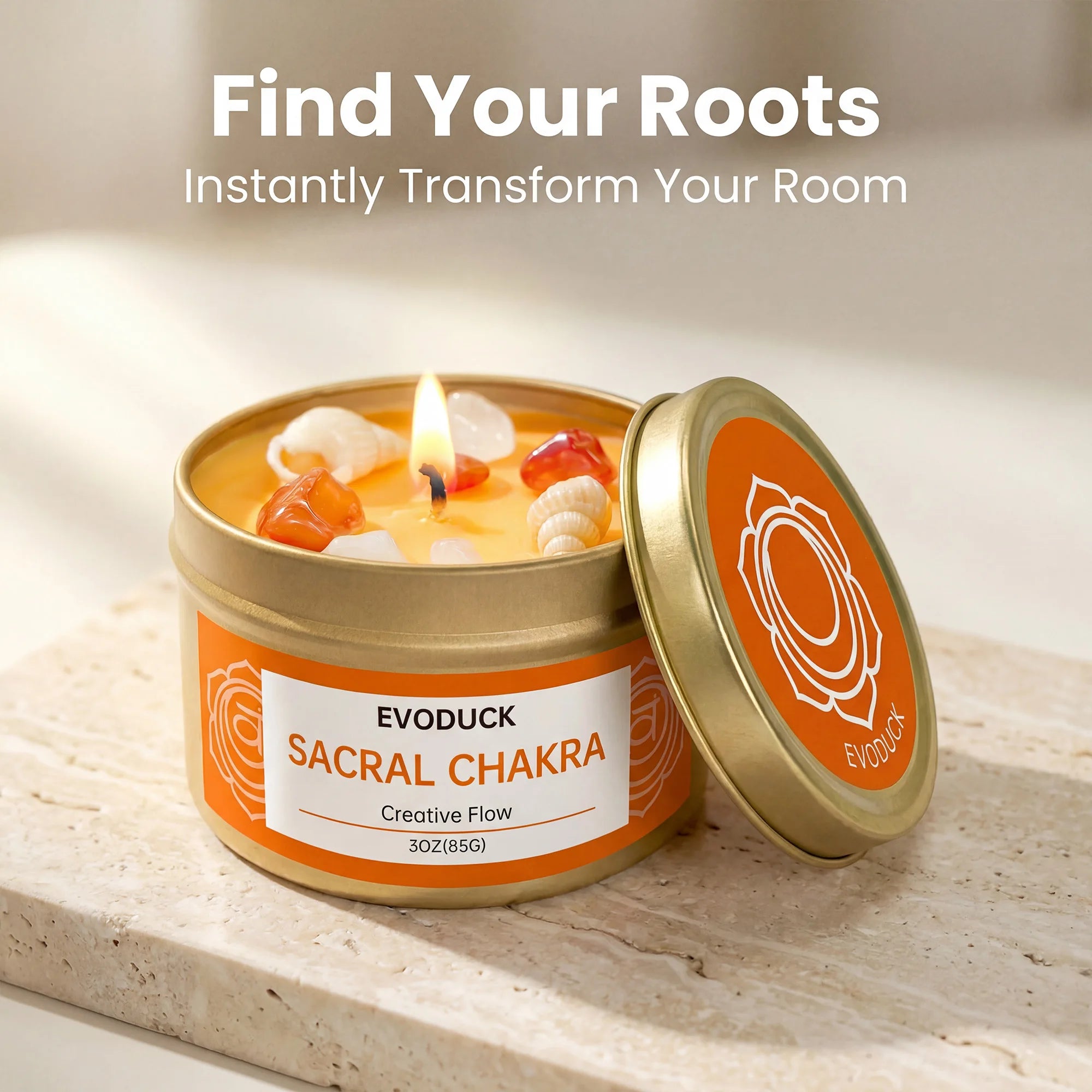 Sacral Chakra Candle – 3oz, Sweet Orange, Gift & Party Candle