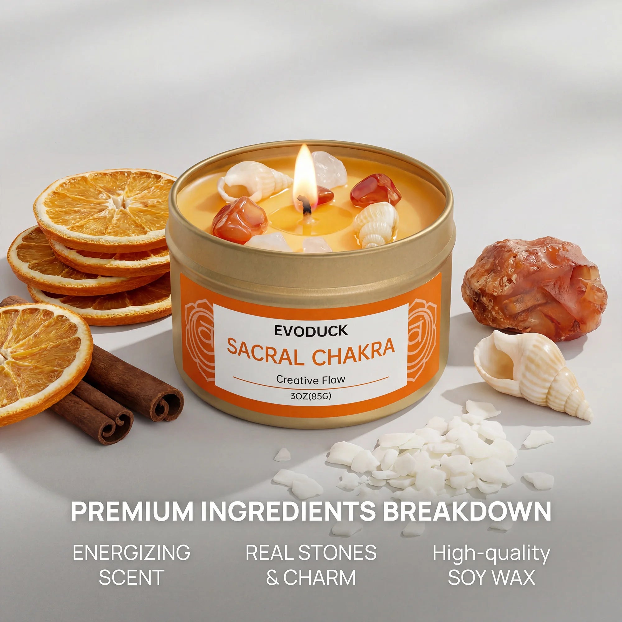 Sacral Chakra Candle – 3oz, Sweet Orange, Gift & Party Candle