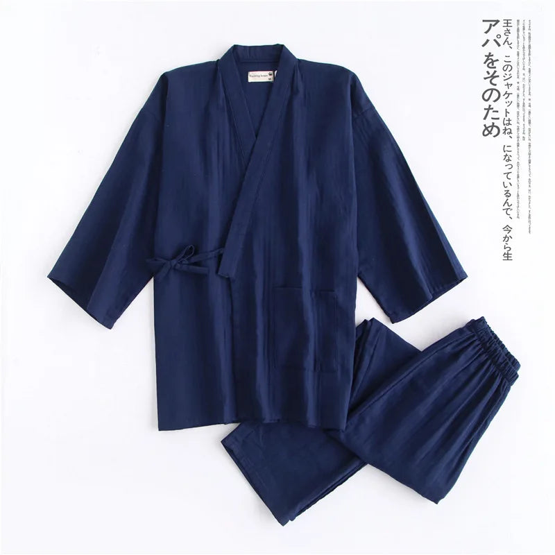 Japanese Style Men’s Kimono 2-Piece Set | Cotton Nightwear & Homewear