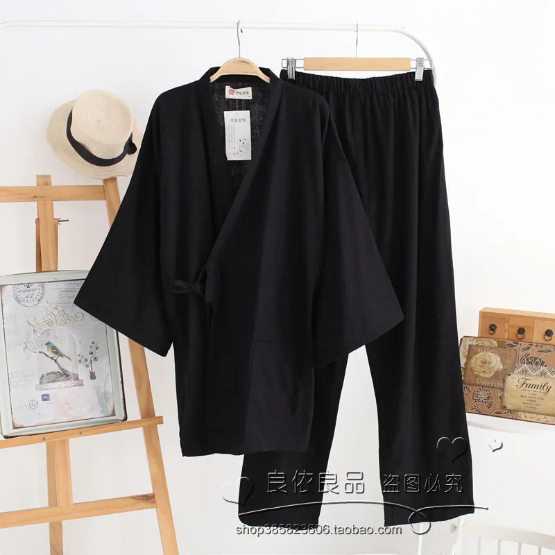 Japanese Style Men’s Kimono 2-Piece Set | Cotton Nightwear & Homewear