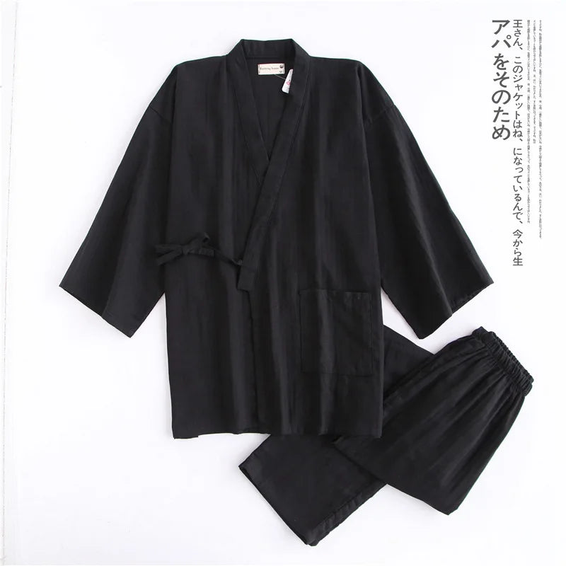 Japanese Style Men’s Kimono 2-Piece Set | Cotton Nightwear & Homewear