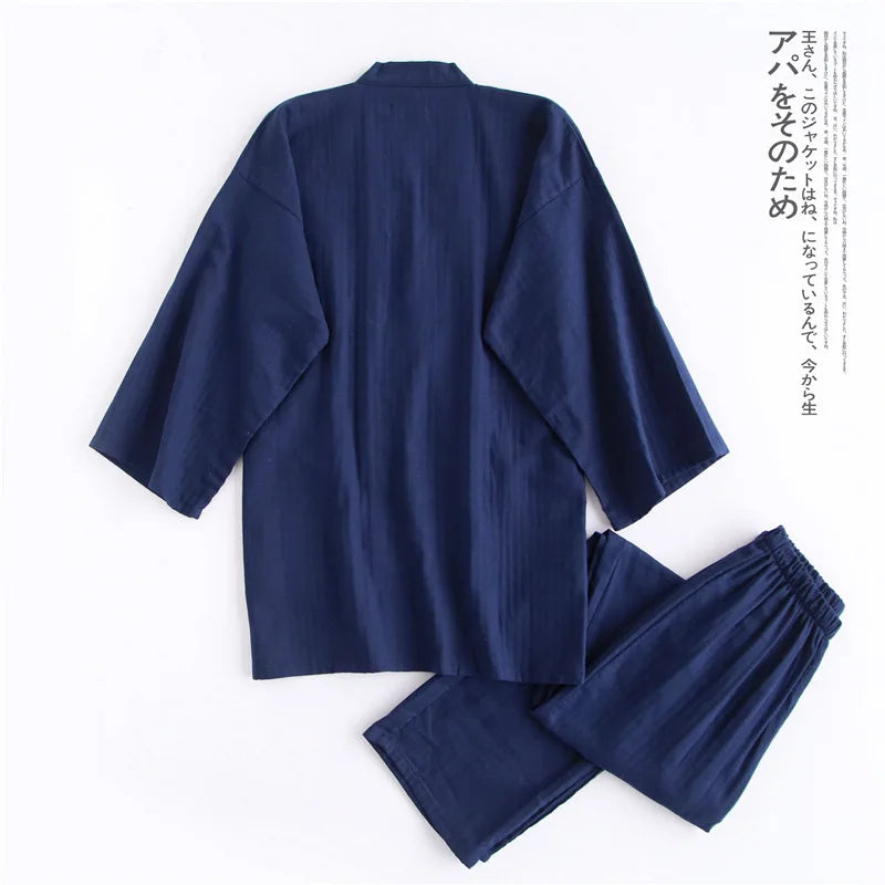 Japanese Style Men’s Kimono 2-Piece Set | Cotton Nightwear & Homewear