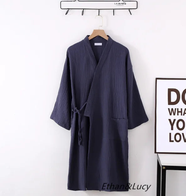 Japanese Kimono Robe – Cotton Couple Bathrobe for Spring & Autumn