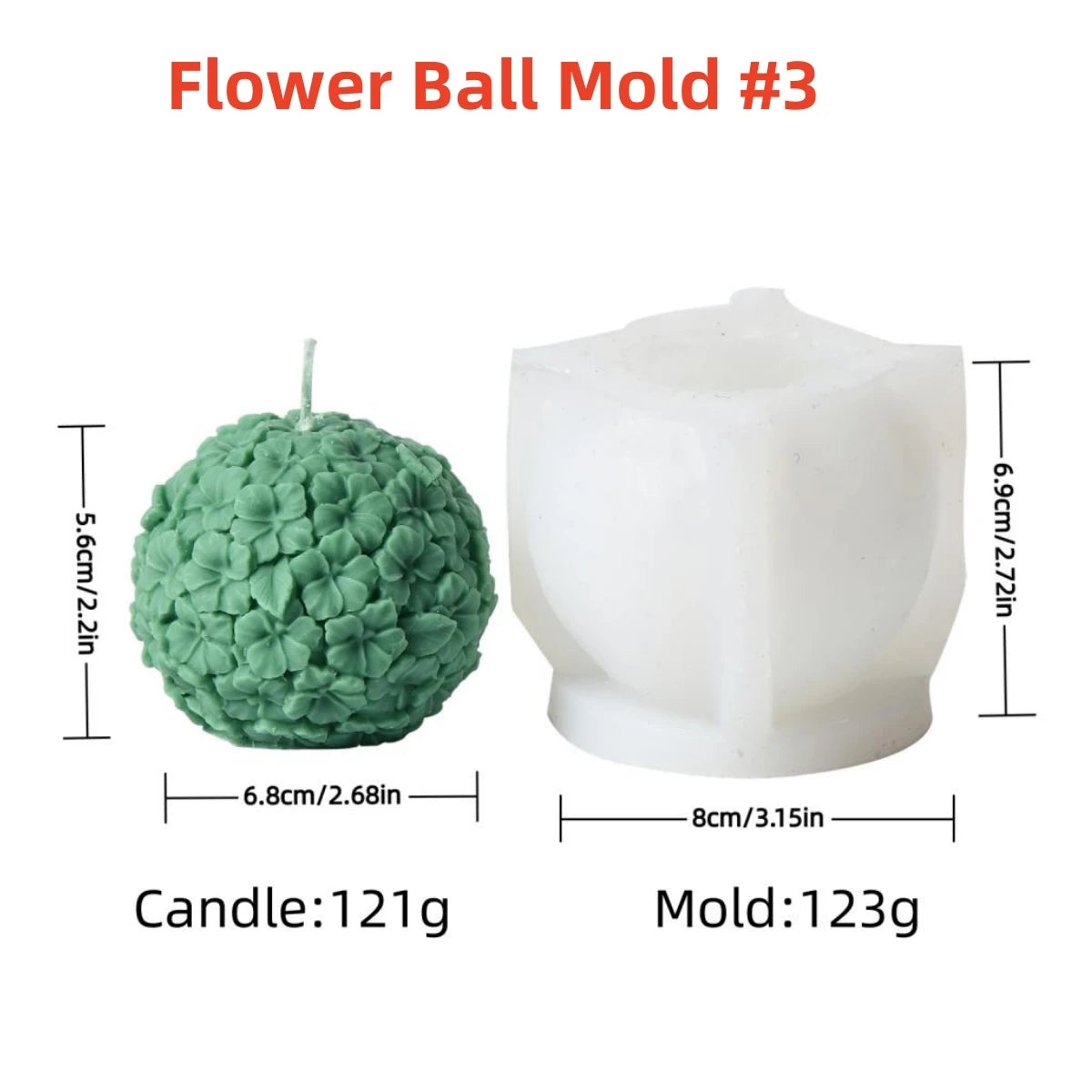 3D Flower Ball Silicone Mold – DIY Floral Candle