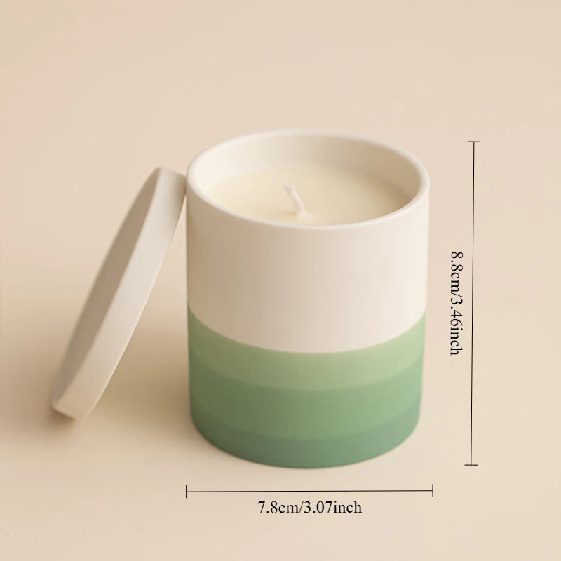 Green Ceramic Soy Candle – Round Home Decor, 7oz