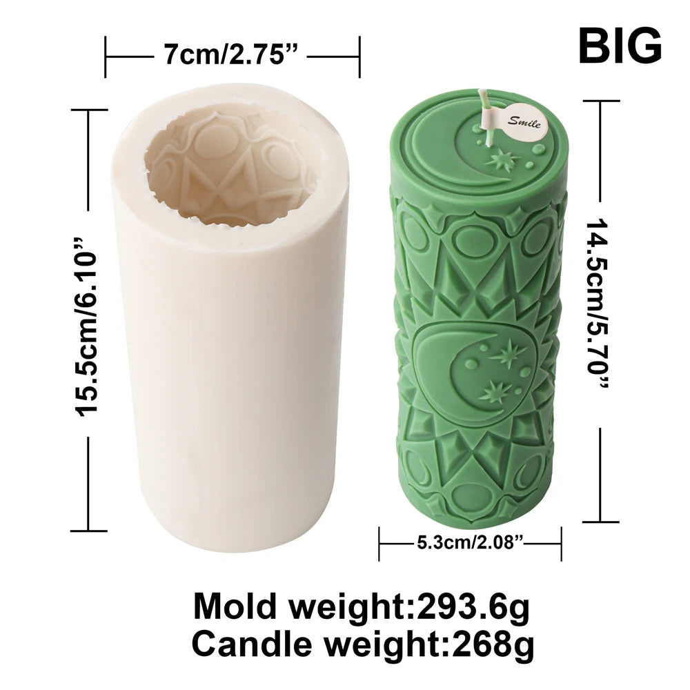 Classic Flower Pillar Candle Mold – Silicone Cylinder