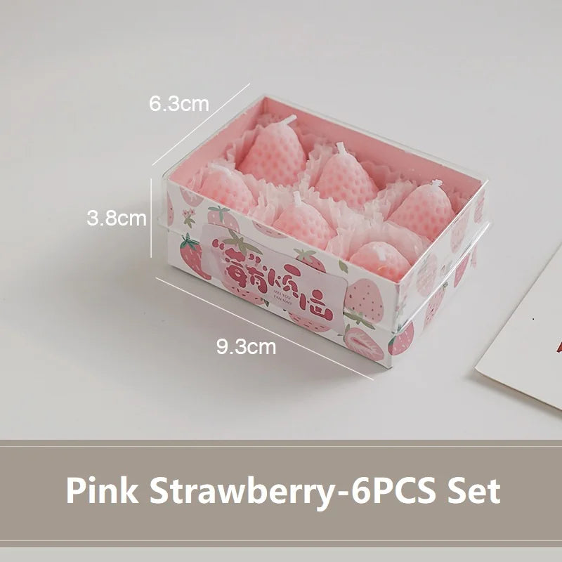 Strawberry Candle Set – Handmade Scented Mini Candles