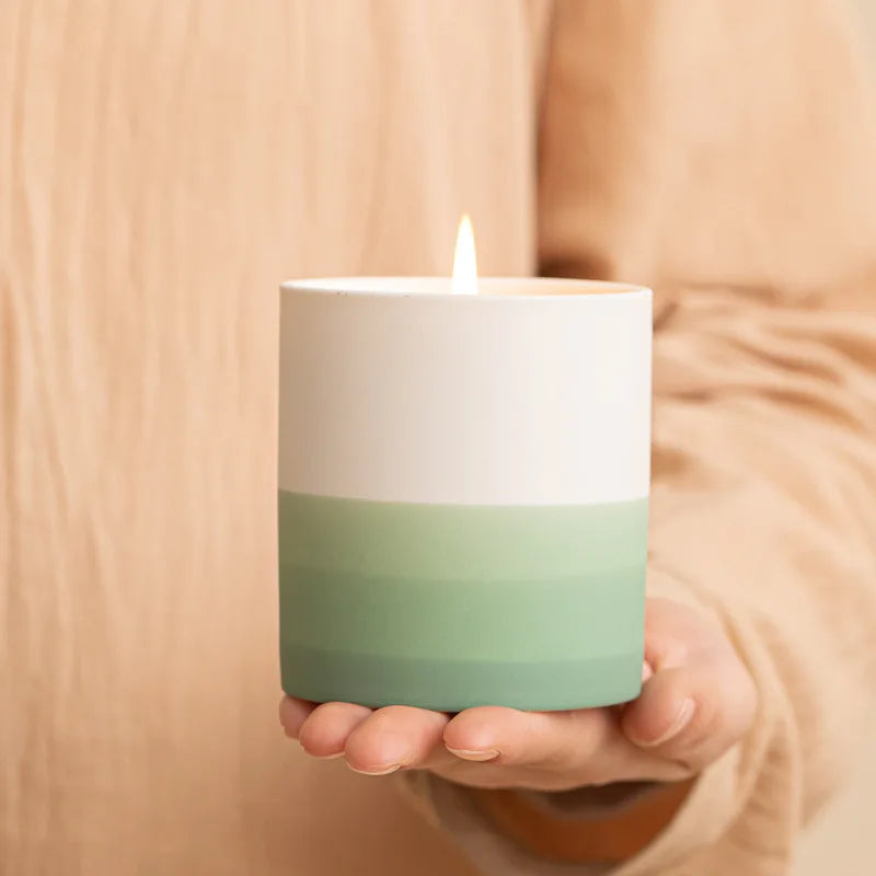 Green Ceramic Soy Candle – Round Home Decor, 7oz
