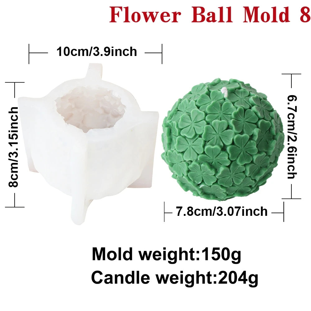 3D Flower Ball Silicone Mold – DIY Floral Candle