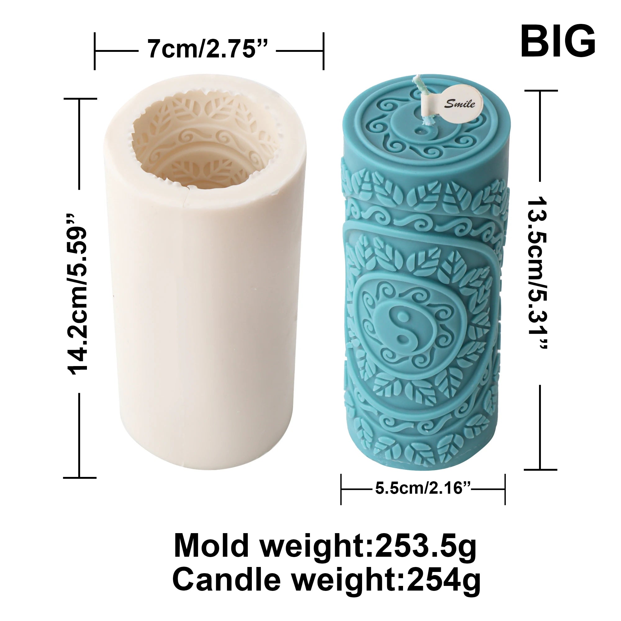 Classic Flower Pillar Candle Mold – Silicone Cylinder