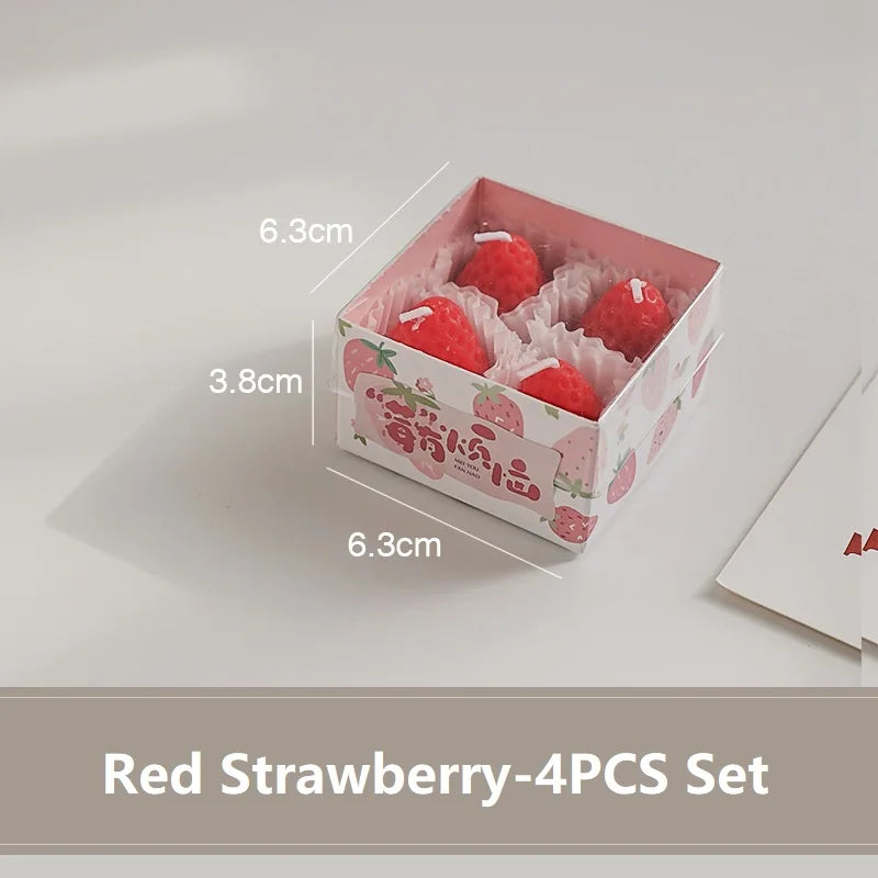 Strawberry Candle Set – Handmade Scented Mini Candles