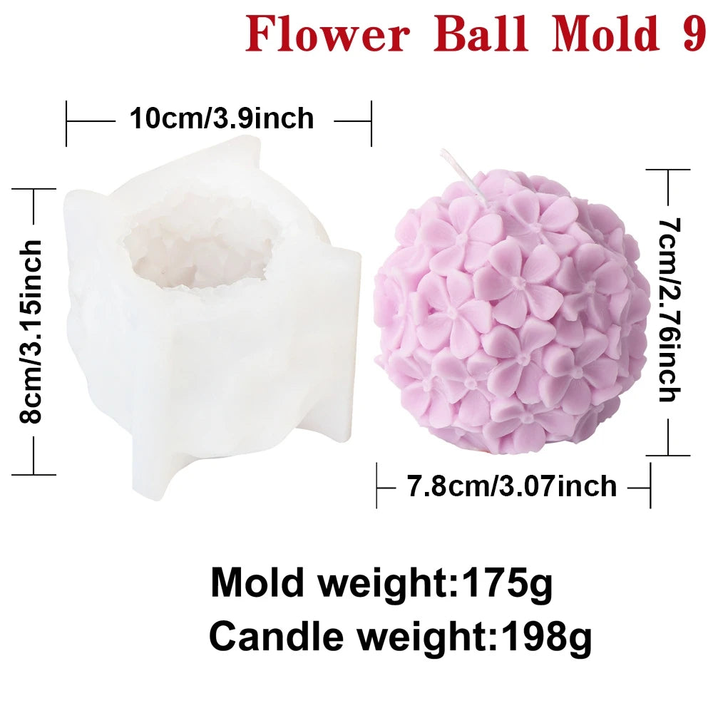 3D Flower Ball Silicone Mold – DIY Floral Candle