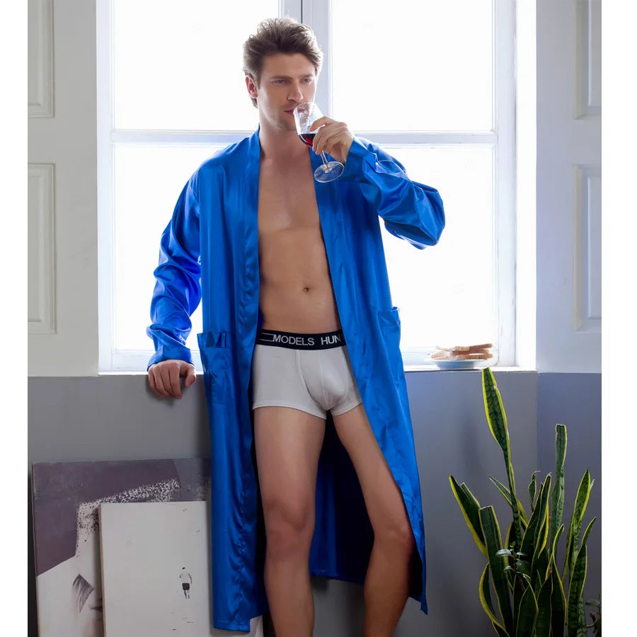 Men’s Satin Bathrobe | Plus Size Satin Robe | 2 CUZZNS