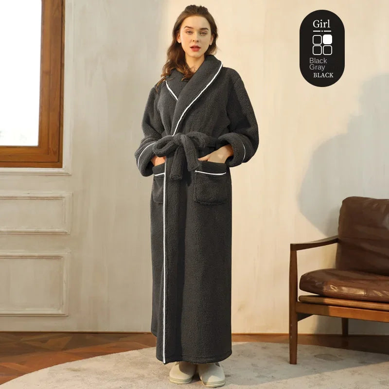 Luxury Cotton Bathrobe – Men & Women, Autumn/Winter Couple Robe