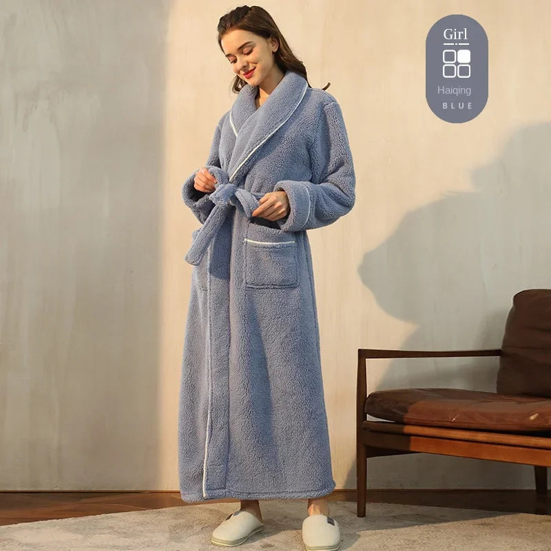 Luxury Cotton Bathrobe – Men & Women, Autumn/Winter Couple Robe