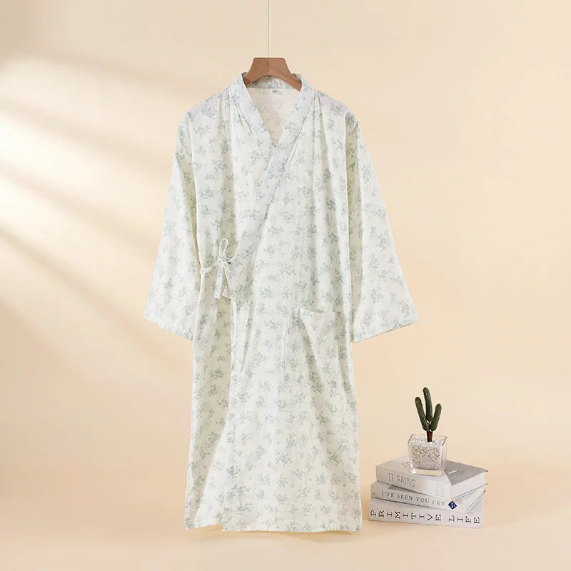 Japanese-Style Cotton Kimono – Summer Nightwear for Women
