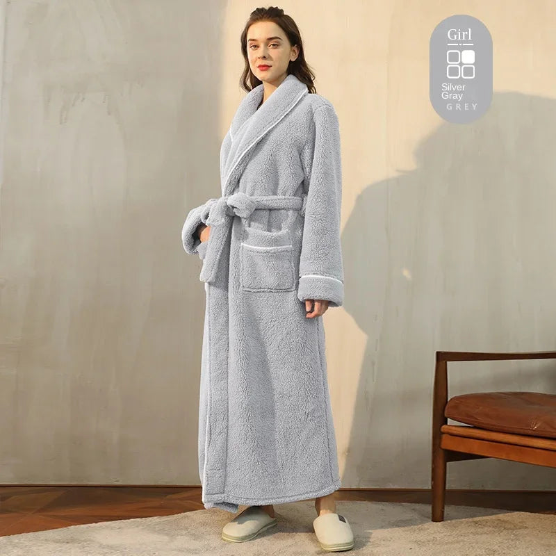 Luxury Cotton Bathrobe – Men & Women, Autumn/Winter Couple Robe