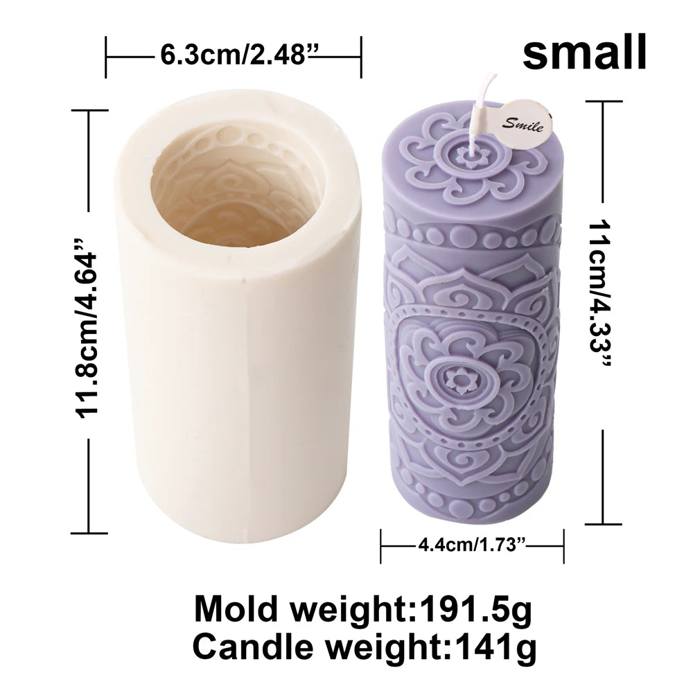 Classic Flower Pillar Candle Mold – Silicone Cylinder