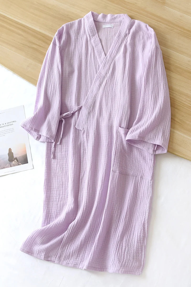 Japanese Kimono Robe – Cotton Couple Bathrobe for Spring & Autumn