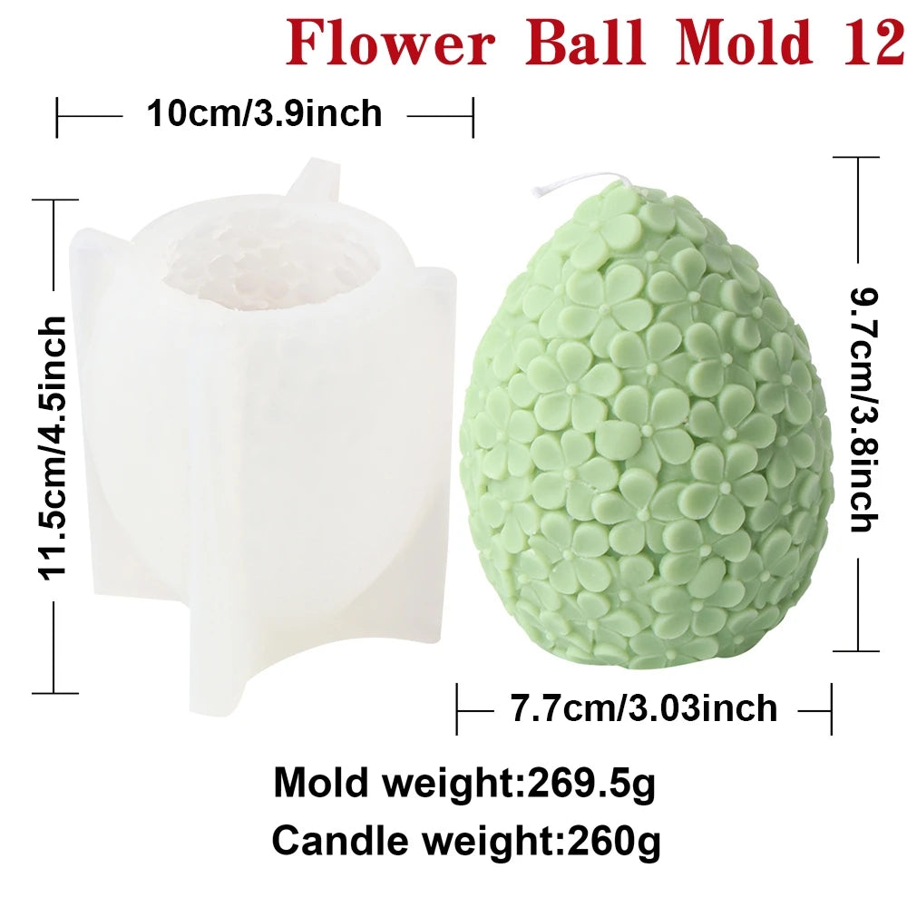 3D Flower Ball Silicone Mold – DIY Floral Candle