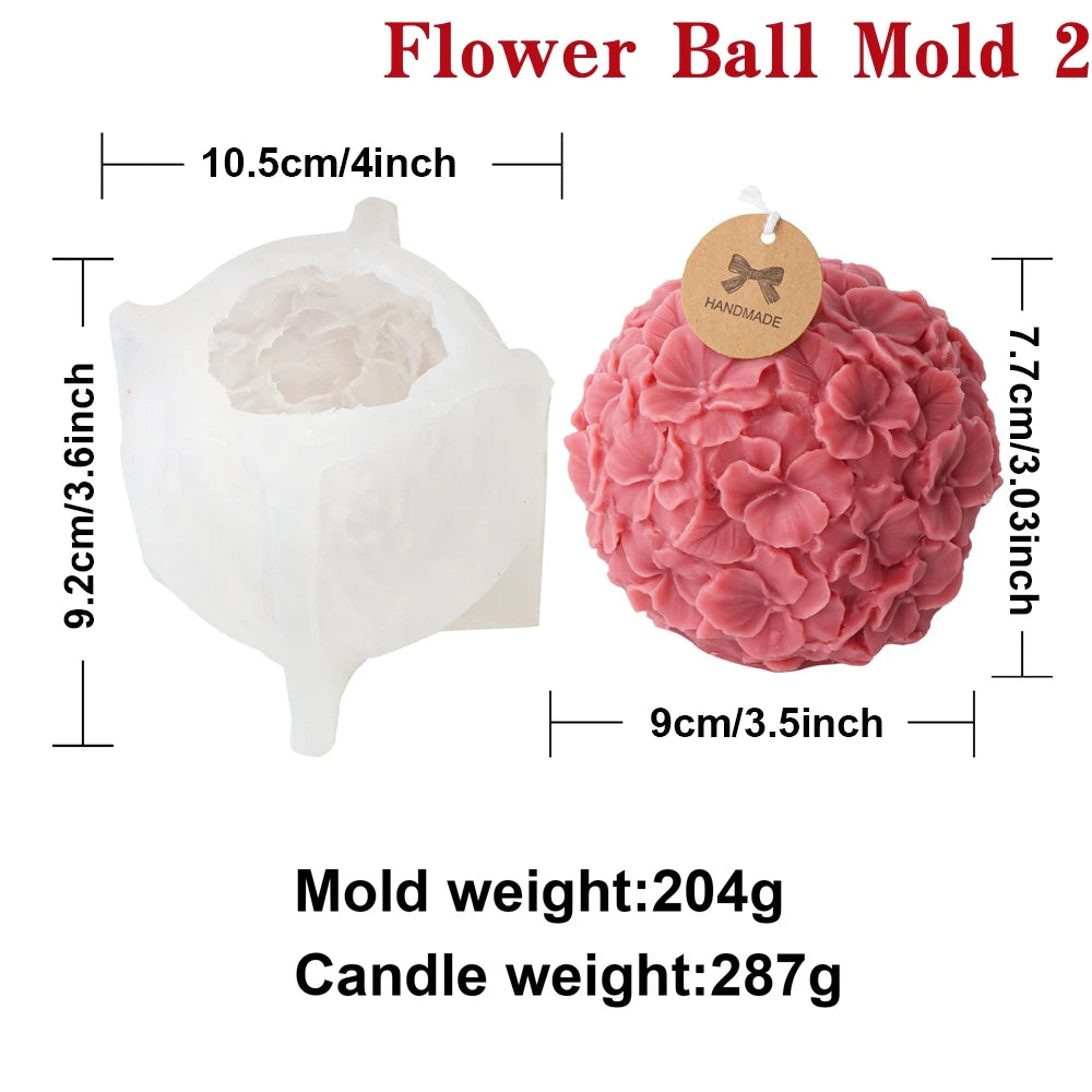 3D Flower Ball Silicone Mold – DIY Floral Candle