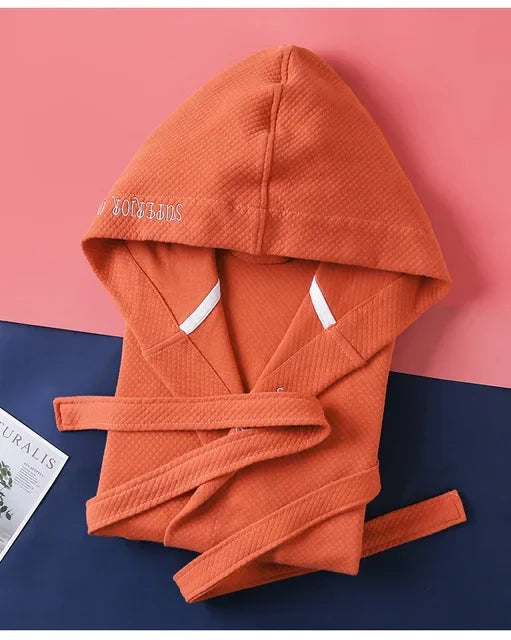 Unisex Hooded Cotton Bathrobe – Winter Warm & Elegant