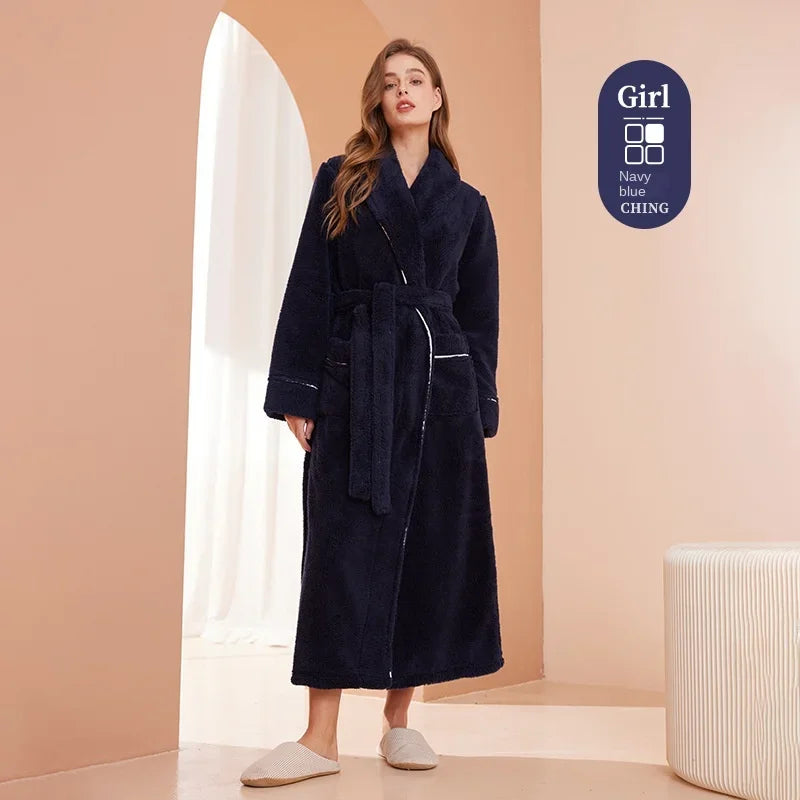 Luxury Cotton Bathrobe – Men & Women, Autumn/Winter Couple Robe