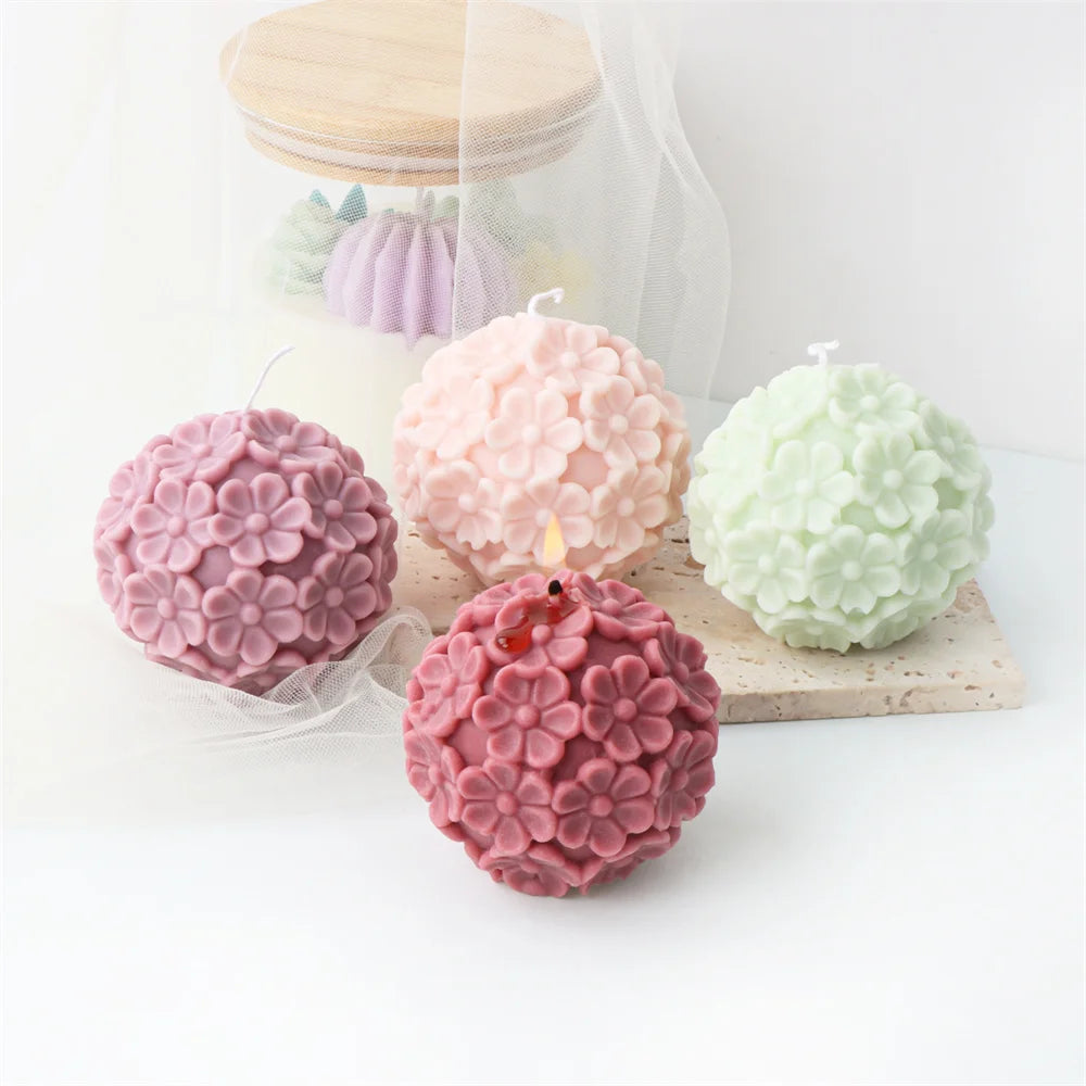 3D Flower Ball Silicone Mold – DIY Floral Candle