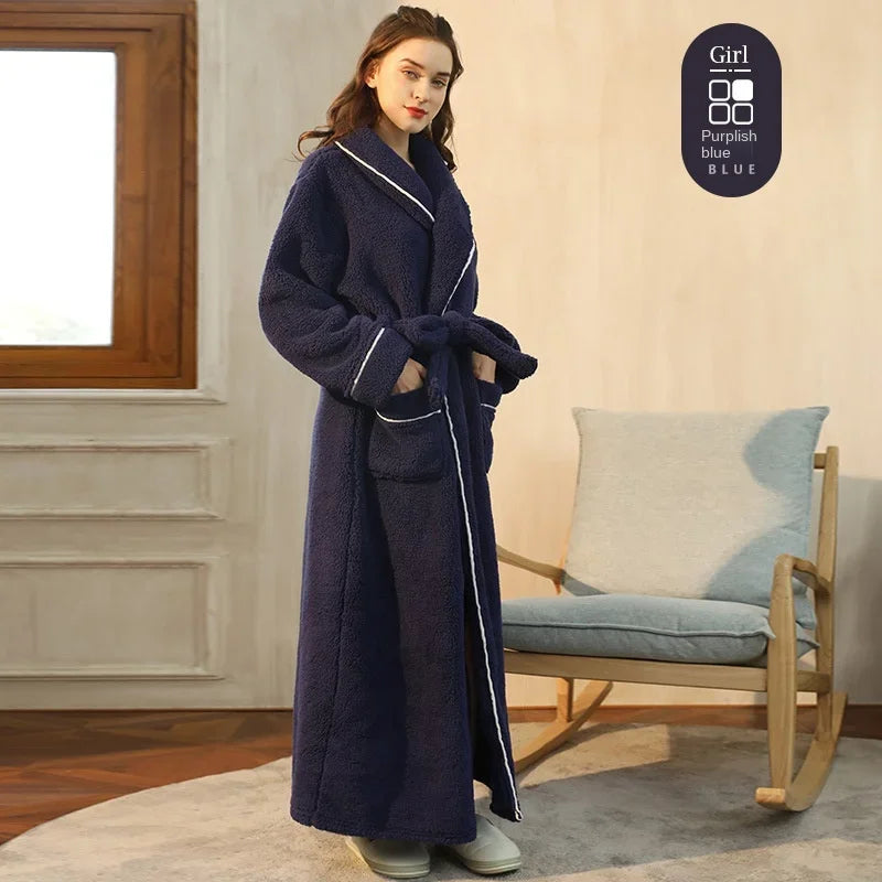 Luxury Cotton Bathrobe – Men & Women, Autumn/Winter Couple Robe