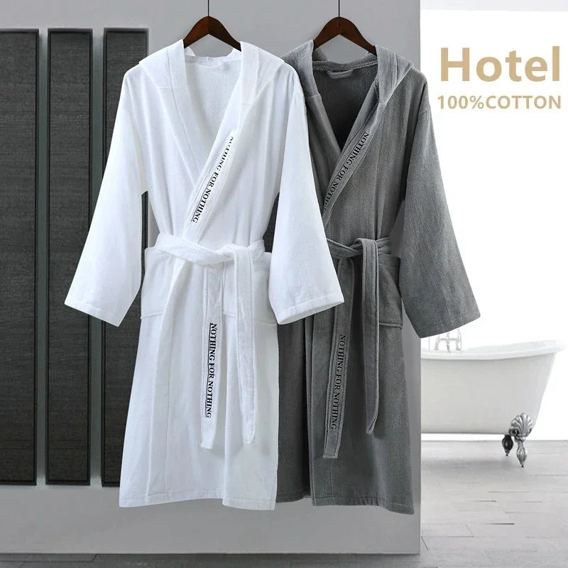 Unisex Hooded Cotton Bathrobe – Winter Warm & Elegant