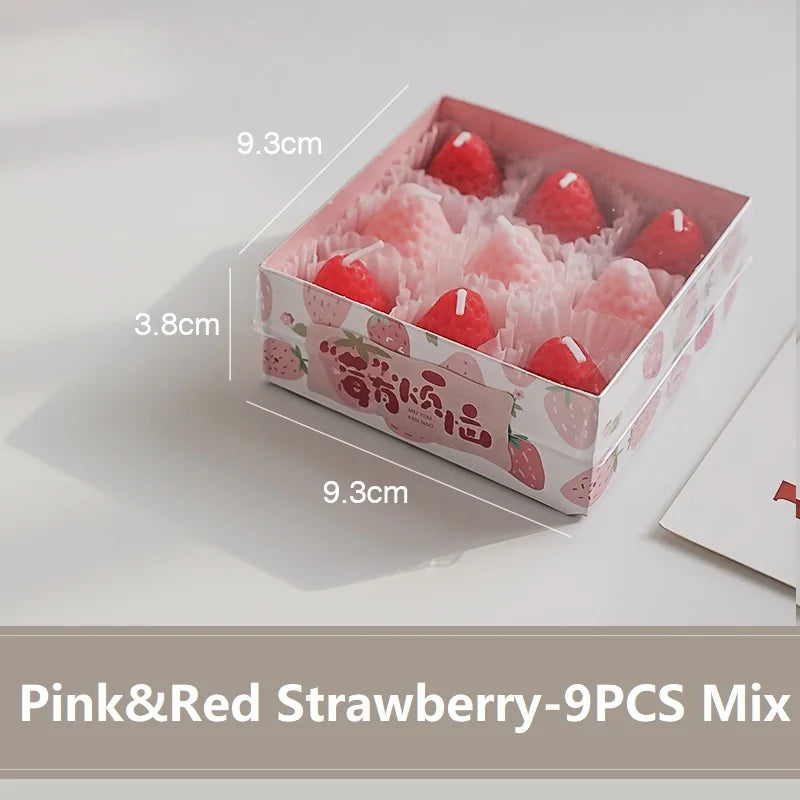 Strawberry Candle Set – Handmade Scented Mini Candles