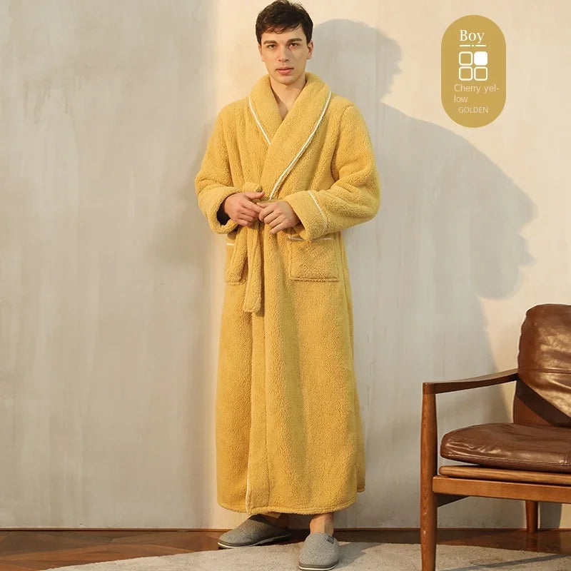 Luxury Cotton Bathrobe – Men & Women, Autumn/Winter Couple Robe