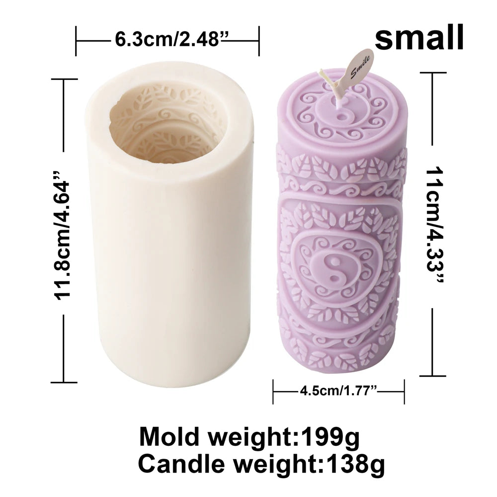 Classic Flower Pillar Candle Mold – Silicone Cylinder