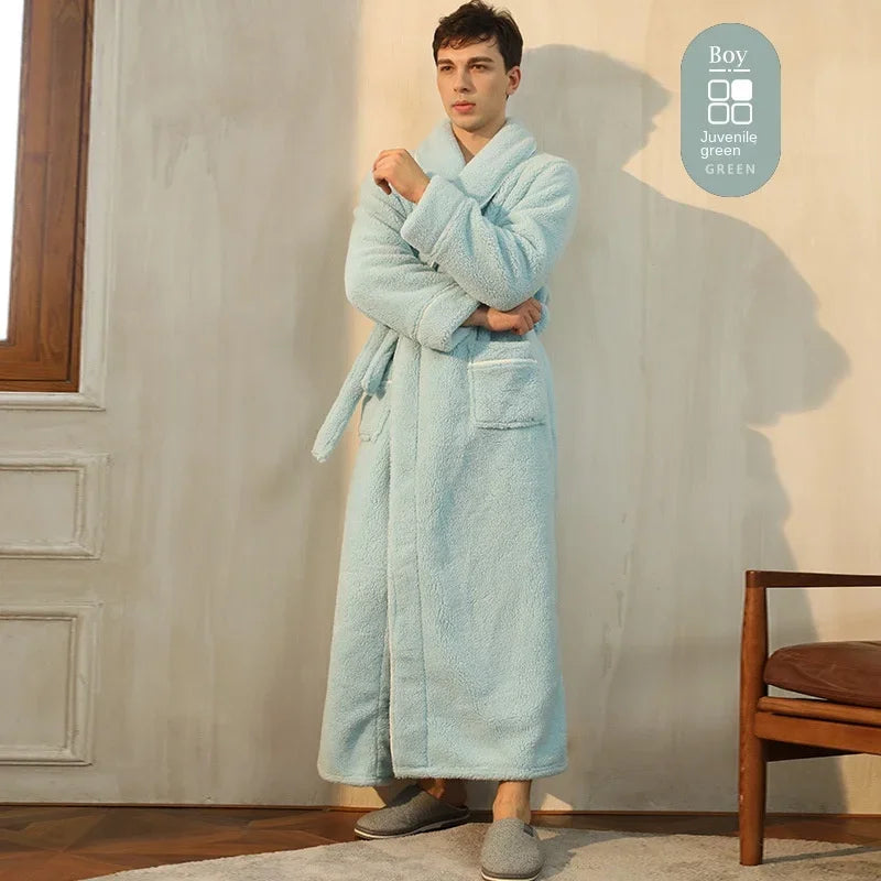 Luxury Cotton Bathrobe – Men & Women, Autumn/Winter Couple Robe