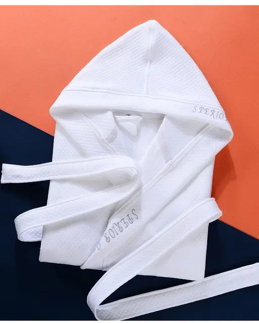 Unisex Hooded Cotton Bathrobe – Winter Warm & Elegant