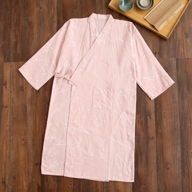 Japanese-Style Cotton Kimono – Summer Nightwear for Women
