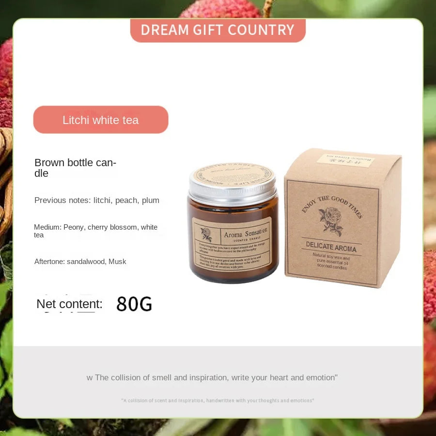 Smokeless Brown Glass Aromatherapy Scented Candle for Home Décor