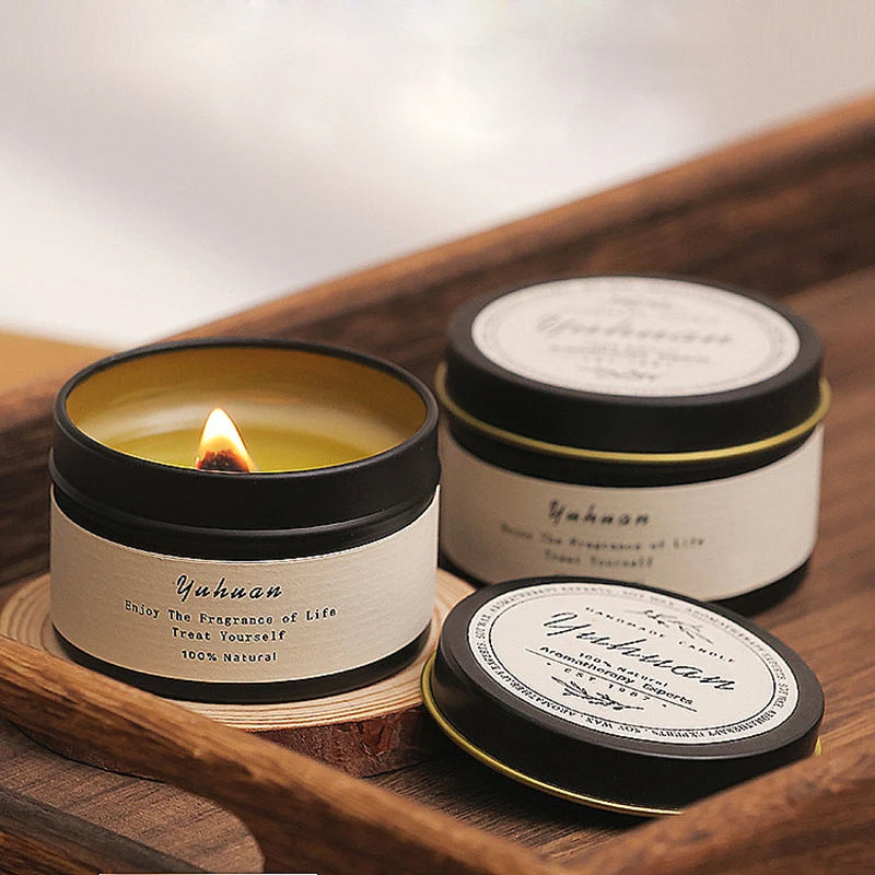 Black Tin Candle – Citronella, Wooden Wick, Home Fragrance