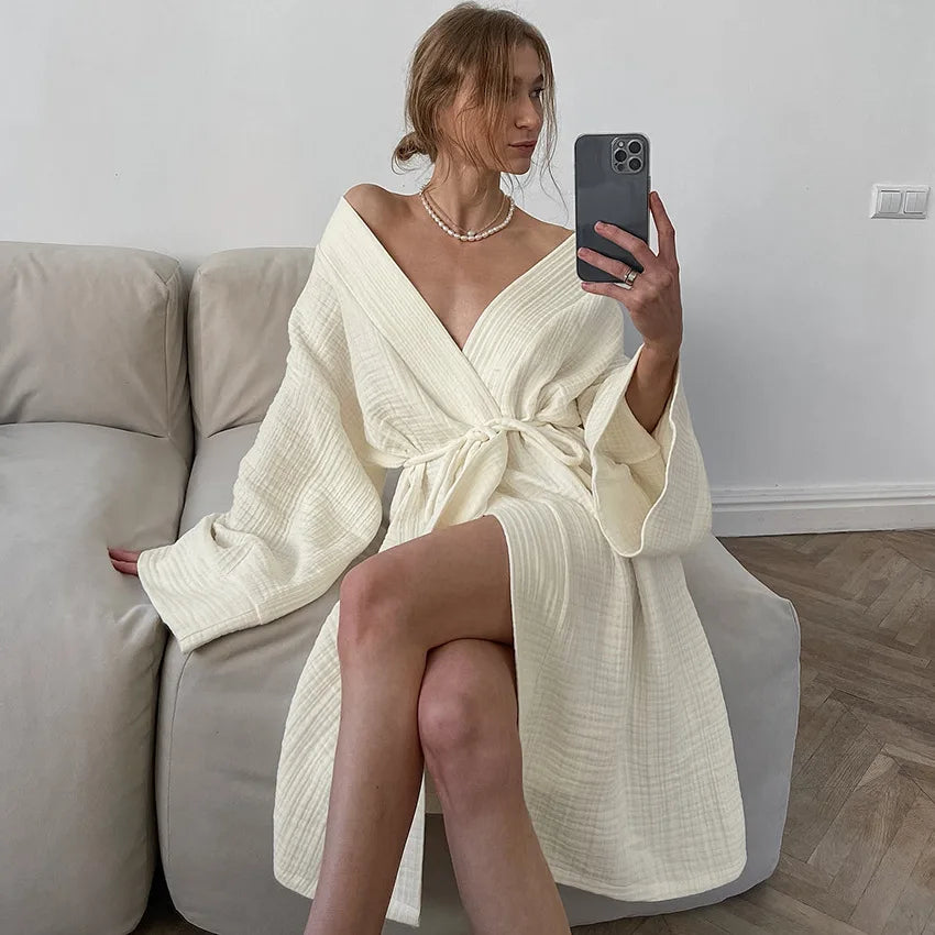 Cotton Bathrobe – Luxury Autumn/Winter Couple Robe for Men & Women