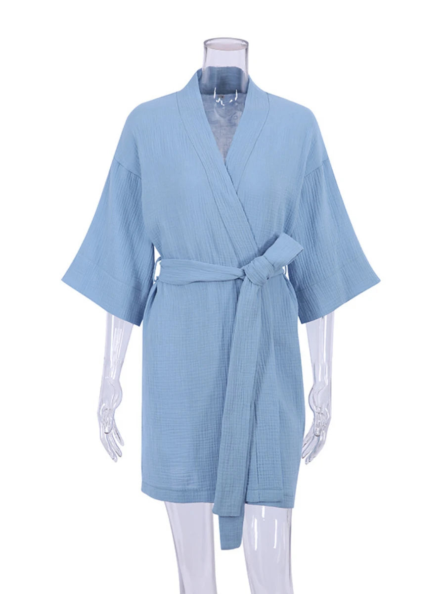 Women’s Cotton Nightgown – Short Sleeve Autumn Pajamas