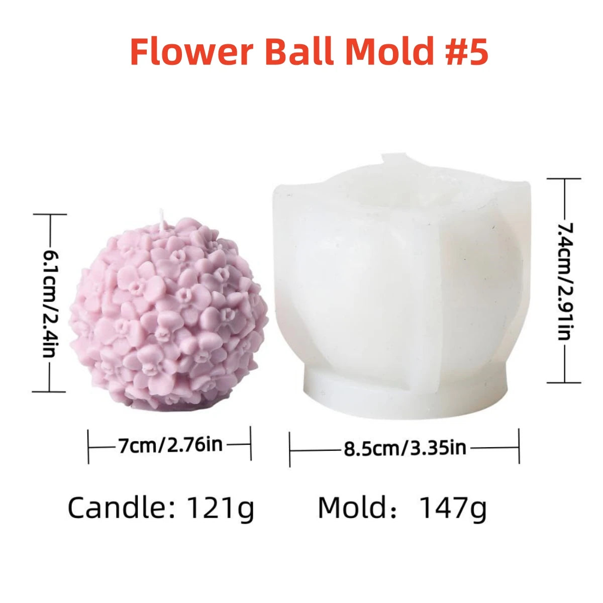 3D Flower Ball Silicone Mold – DIY Floral Candle