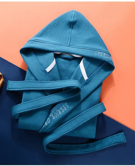 Unisex Hooded Cotton Bathrobe – Winter Warm & Elegant