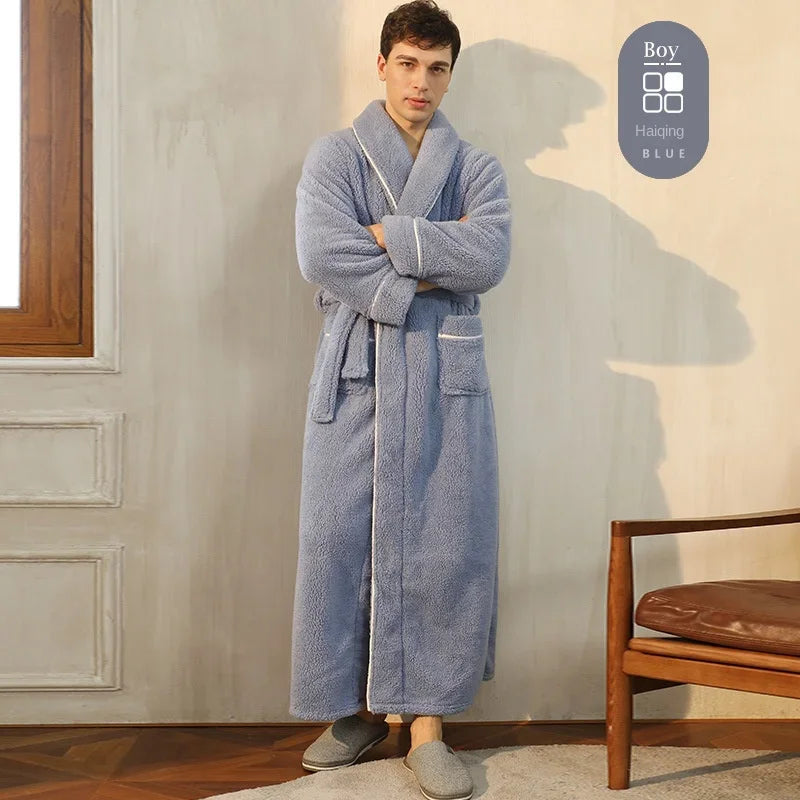 Luxury Cotton Bathrobe – Men & Women, Autumn/Winter Couple Robe