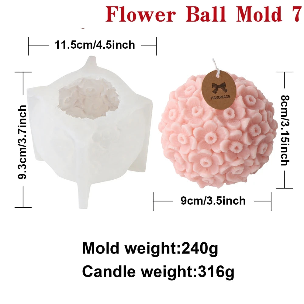 3D Flower Ball Silicone Mold – DIY Floral Candle