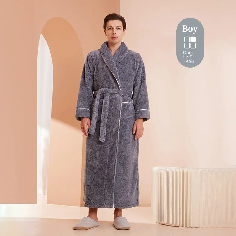 Luxury Cotton Bathrobe – Men & Women, Autumn/Winter Couple Robe