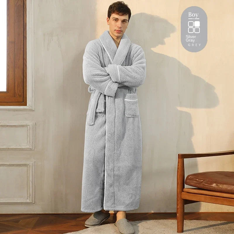 Luxury Cotton Bathrobe – Men & Women, Autumn/Winter Couple Robe