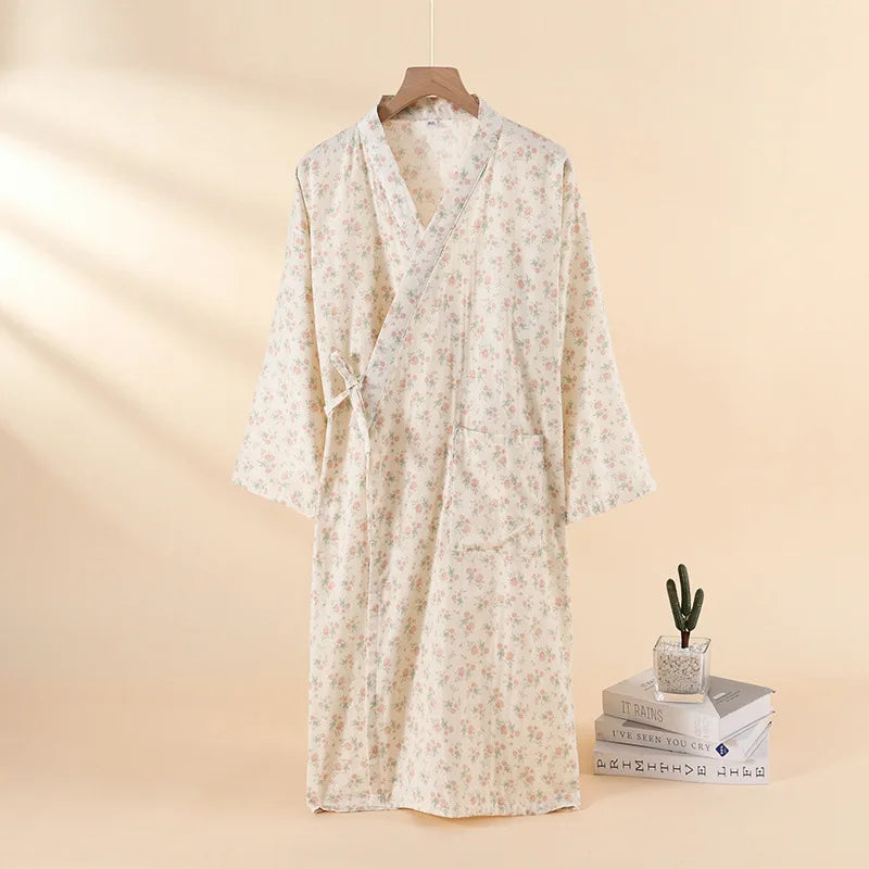 Japanese-Style Cotton Kimono – Summer Nightwear for Women