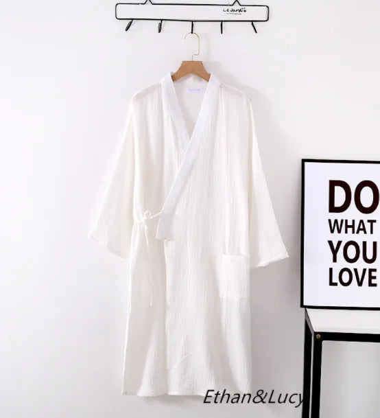 Japanese Kimono Robe – Cotton Couple Bathrobe for Spring & Autumn