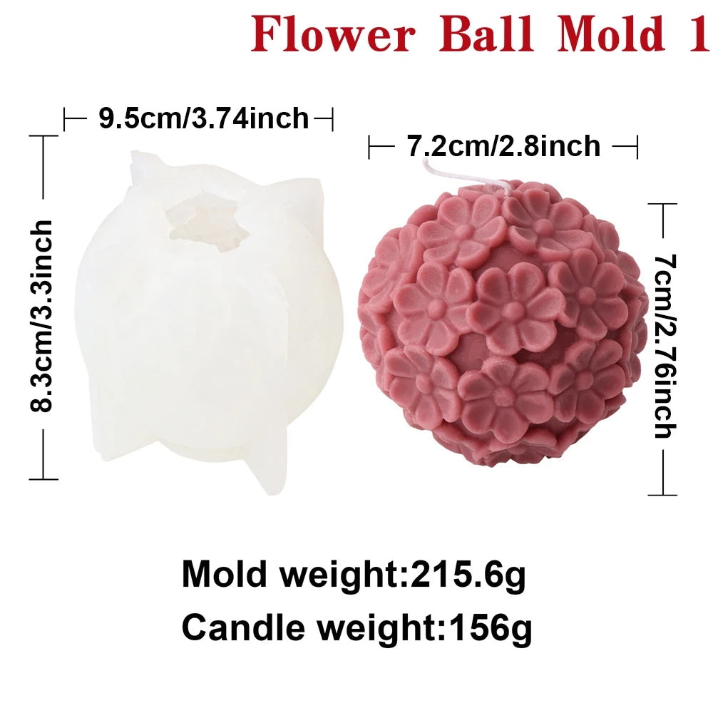 3D Flower Ball Silicone Mold – DIY Floral Candle